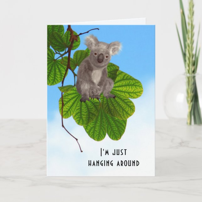 Cute Koala Bear in Träd Personlig Saknade dig Kort (Framsida)