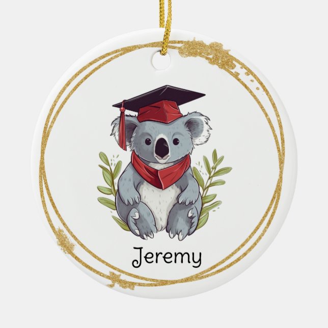 Cute Koala Bear Kindergarten Student Julgransprydnad Keramik (Framsidan)