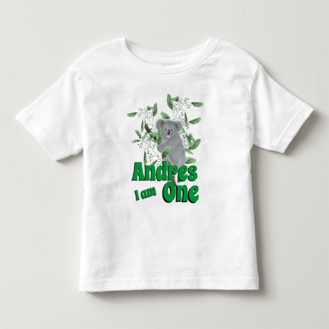 Cute Koala Bear klättring Eucalyptus Träd Birthday T Shirt (Framsida)