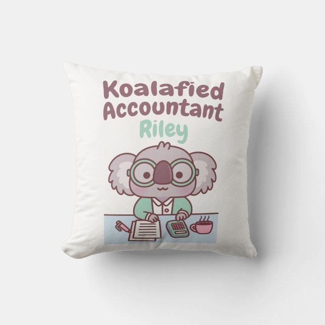 Cute Koala Bear Koalafied Accountant Funny Pun Kudde (Framsida)