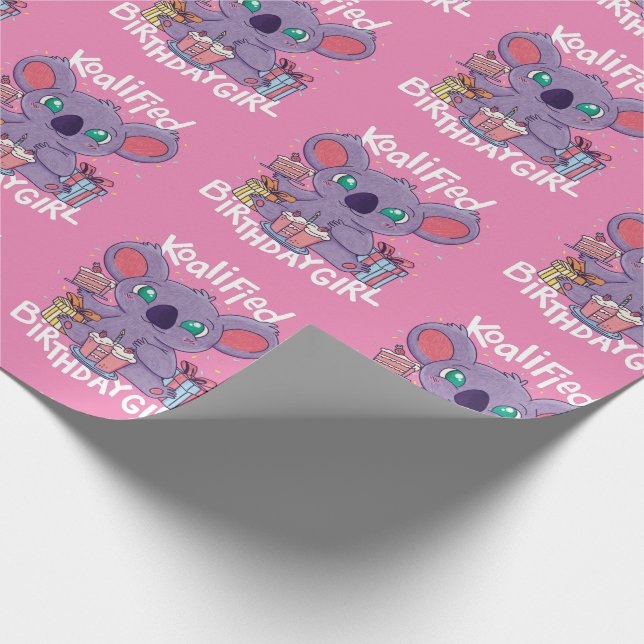 Cute Koala Bear Koalified Birthday Girl Rosa Presentpapper (Hörn)