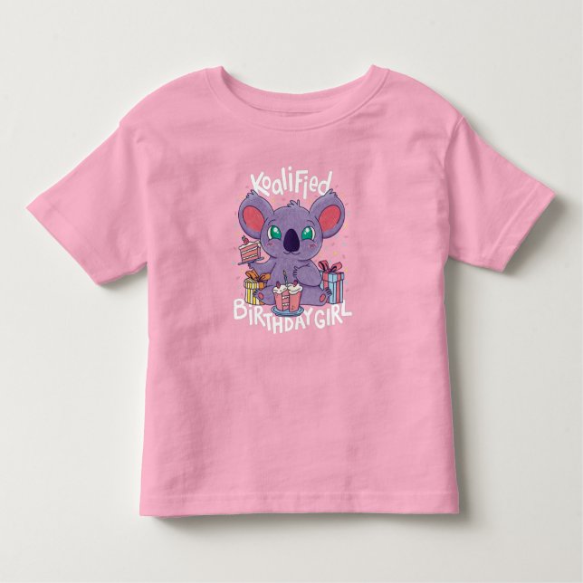 Cute Koala Bear Koalified Birthday Girl Rosa T Shirt (Framsida)