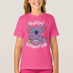 Cute Koala Bear Koalified Birthday Girl Rosa T Shirt
