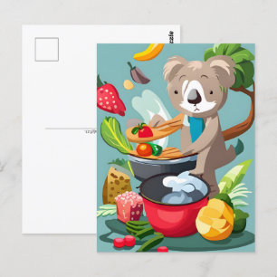 Cute Koala Bear lagar en middag, Postcross Vykort