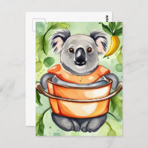 Cute Koala Bear lagar en middag, Postcross
