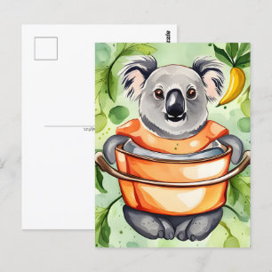 Cute Koala Bear lagar en middag, Postcross Vykort