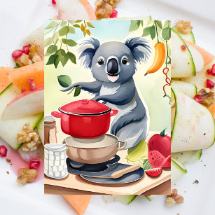 Cute Koala Bear lagar mat en middag Vykort