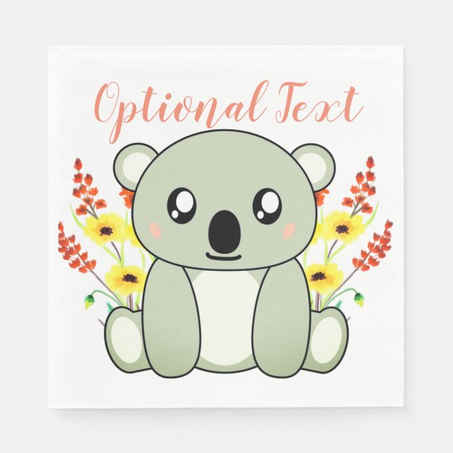 Cute Koala Bear med Flowers Pappersservett (Framsidan)