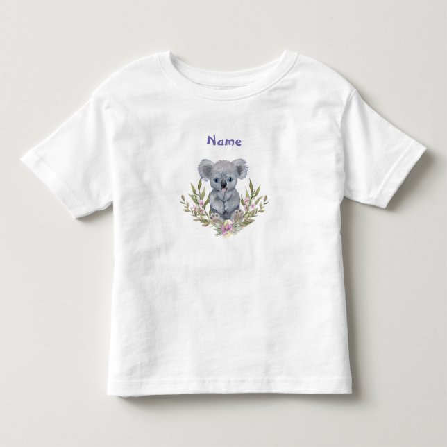 Cute Koala Bear med Flowers T Shirt (Framsida)