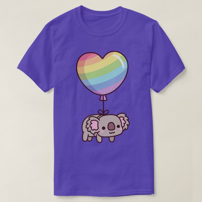 Cute Koala Bear med regnbågsballong T Shirt (Design framsida)