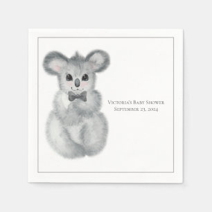 Cute Koala Bear Namn Blommigt Modern Baby Shower Pappersservett
