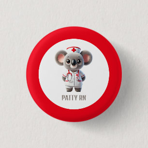Cute Koala Bear Nurse med Red Stethoscope Knapp