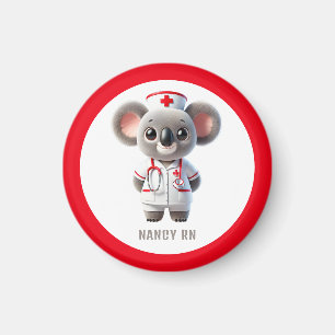 Cute Koala Bear Nurse med Red Stethoscope Magnet