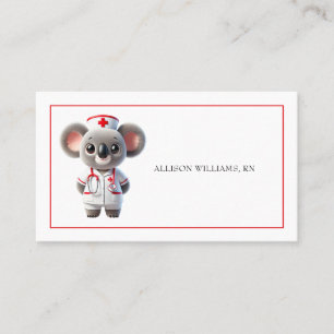 Cute Koala Bear Nurse med Red Stethoscope Visitkort