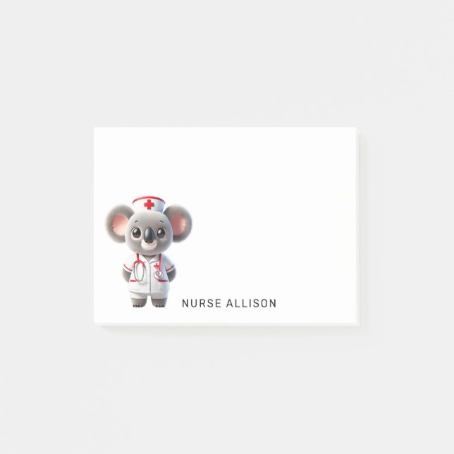 Cute Koala Bear Nurse Personlig 4x4 Post-it Block (Framsida)