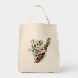 Cute Koala Bear och Baby Realistisk vattenfärg Tygkasse