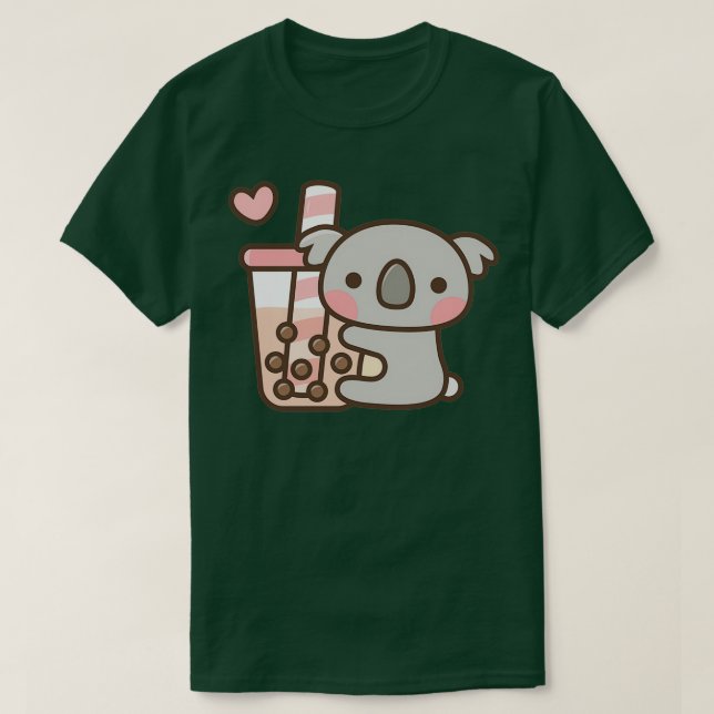 Cute Koala Bear och Bubble Tea T Shirt (Design framsida)