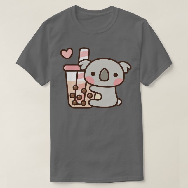 Cute Koala Bear och Bubble Tea T Shirt (Design framsida)