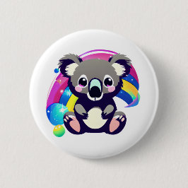 Cute Koala Bear och Rainbow Knapp