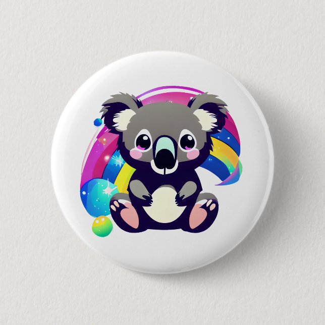 Cute Koala Bear och Rainbow Knapp (Framsida)