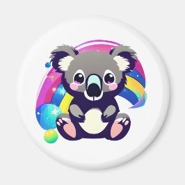 Cute Koala Bear och Rainbow Magnet