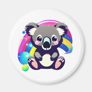 Cute Koala Bear och Rainbow Magnet