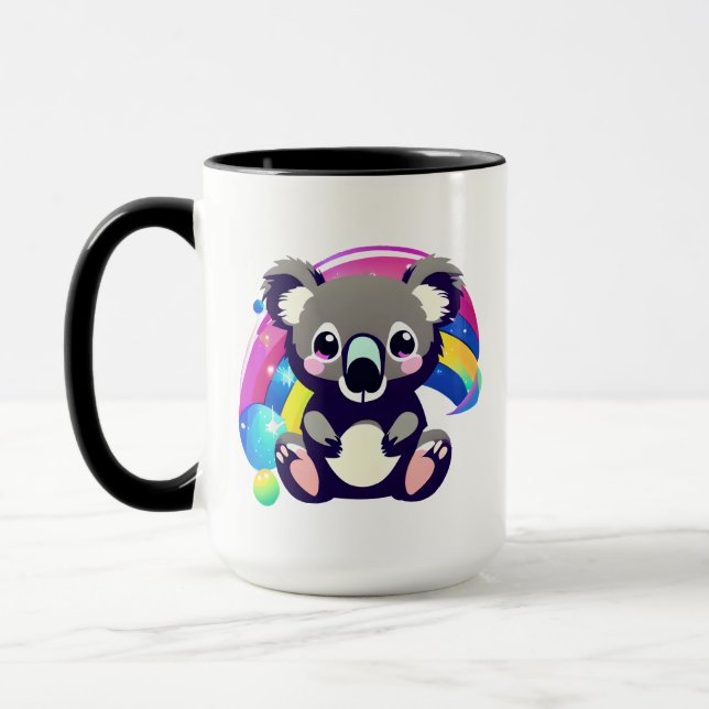 Cute Koala Bear och Rainbow Personlig Mugg (Vänster)