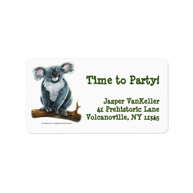 Cute Koala Bear Party Centre Adressetikett (Framsidan)