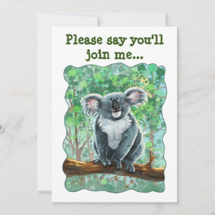 Cute Koala Bear Party Centre Inbjudningar