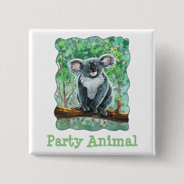 Cute Koala Bear Party Centre Knapp (Framsida)