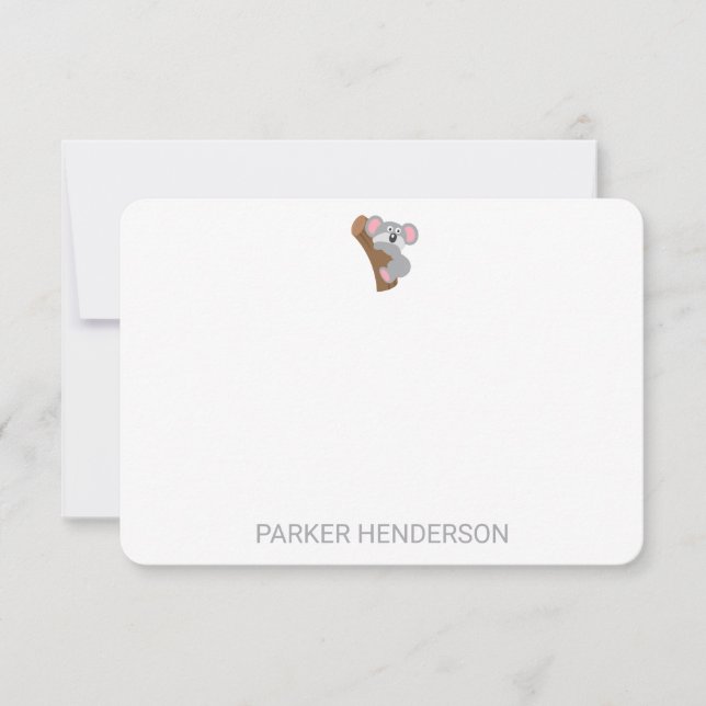 Cute Koala Bear Personlig Kids Stationery Tack Kort (Framsida)