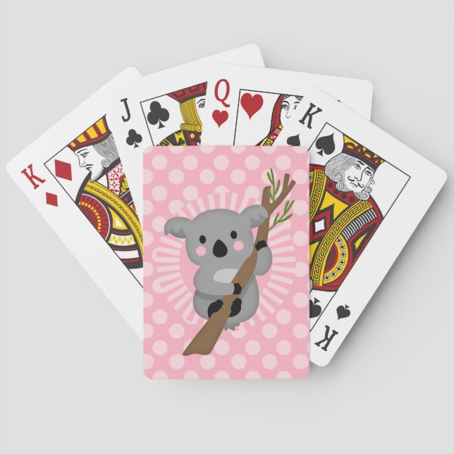 Cute Koala Bear - Rosa Grått Girl Casinokort (Baksidan)