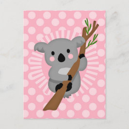 Cute Koala Bear - Rosa Grått Girl Vykort
