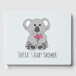 Cute Koala Bear Tecknad och Namn Baby Shower Gästböcker