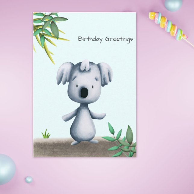 Cute Koala Bear Teckning Personlig Birday Card Kort (Skapare uppladdad)