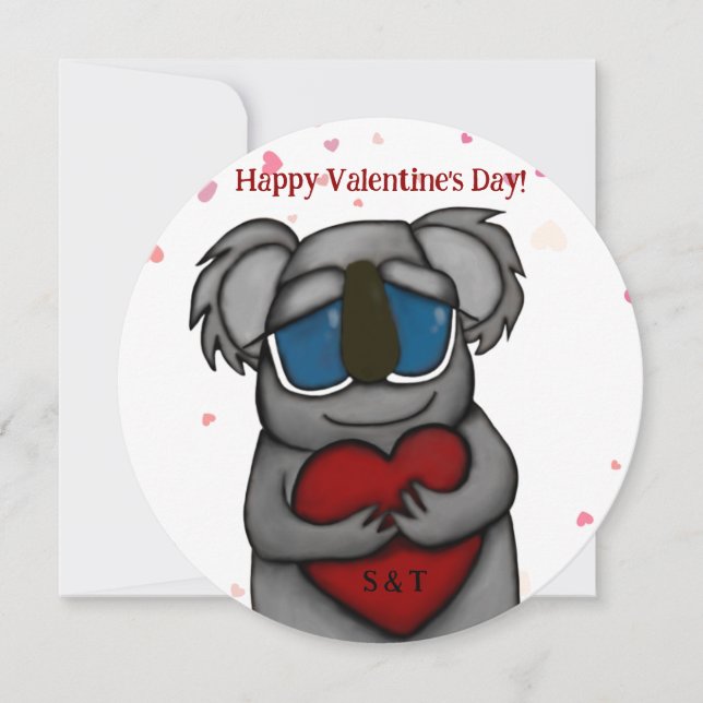 Cute Koala Bear Valentine Day Card (Framsida)