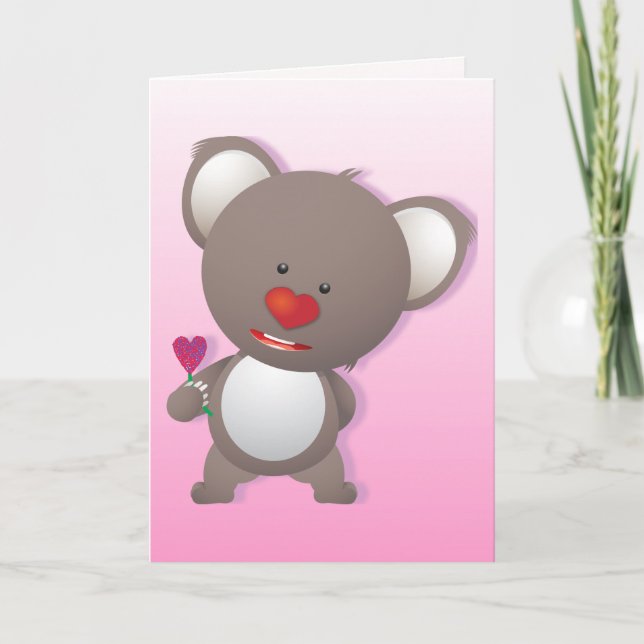 Cute Koala Bear Valentine Hälsning Helgkort (Framsida)