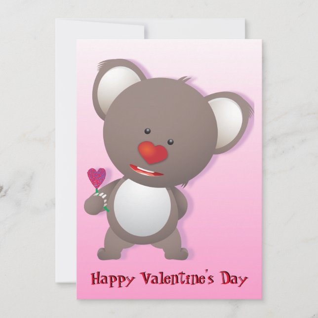 Cute Koala Bear Valentine Hälsning Inbjudningar (Framsida)