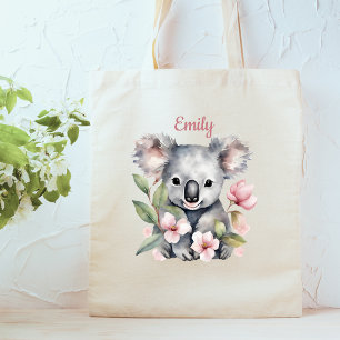 Cute Koala Bear Watercolor Namn Tygkasse