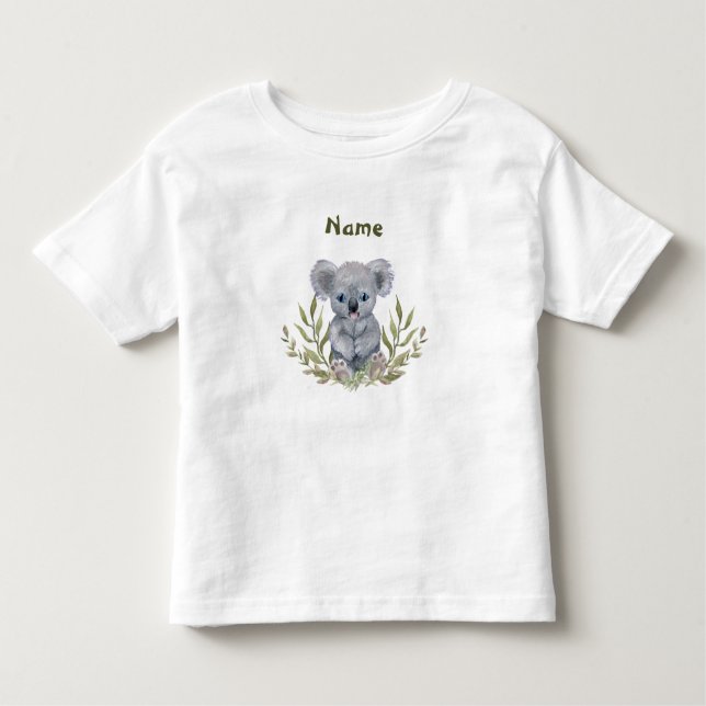 Cute Koala Bear with Leaves T Shirt (Framsida)