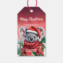 Cute Koala Bear zoo Santa jul party Snö unge Presentetikett