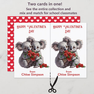 Cute Koala Bears Barn Valentine Classroom Card Vykort
