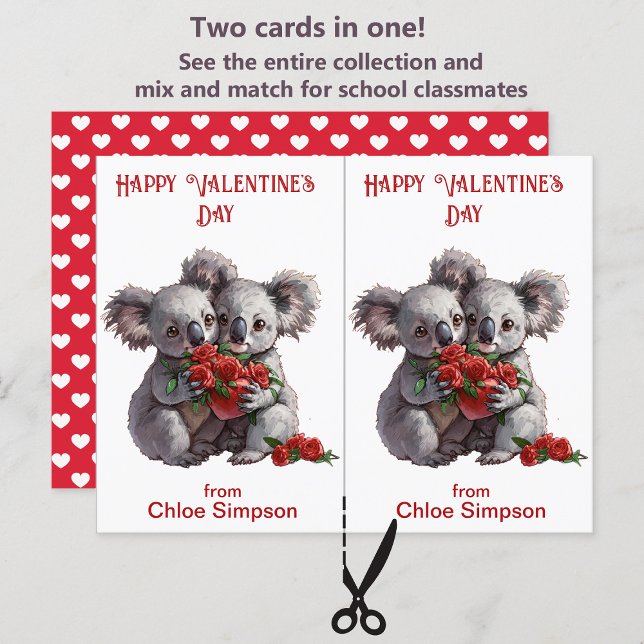 Cute Koala Bears Barn Valentine Classroom Card Vykort (Skapare uppladdad)