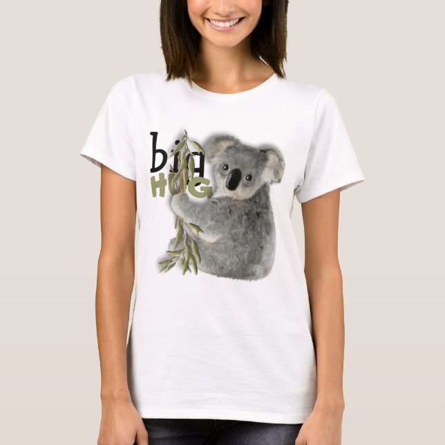 Cute Koala Big Hug Tee Shirt (Framsida)