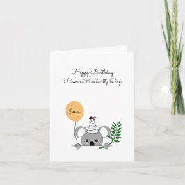 Cute koala Birthday Card - Anpassningsbar text Kort