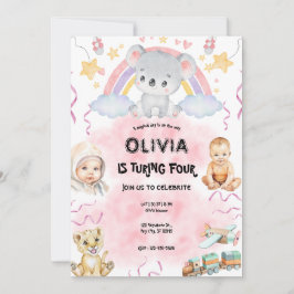  Cute koala  Birthday pink Inbjudningar