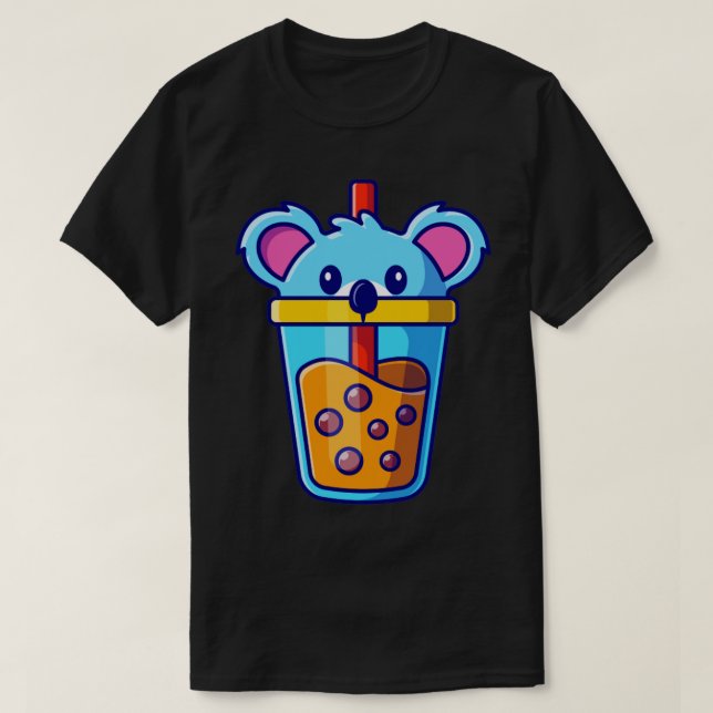 Cute Koala Boba Mjölk Tea Kopp Tecknad T Shirt (Design framsida)