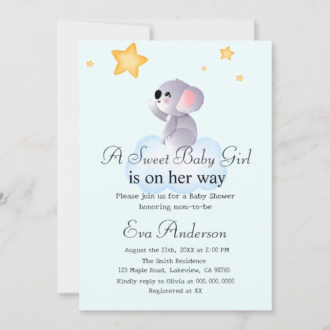 Cute Koala Boho Reach for Stars Baby Shower Inbjudningar (Framsida)