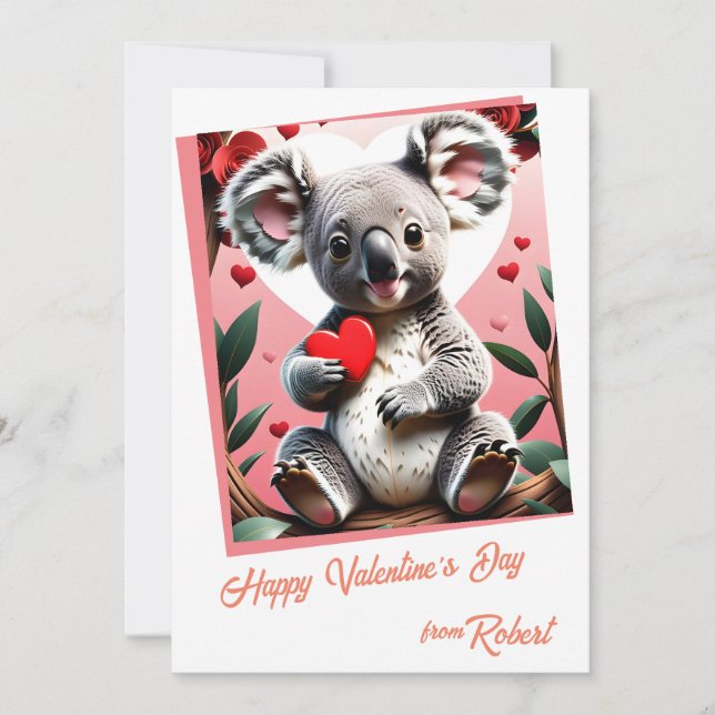 Cute koala children valentine's day julkort (Framsida)