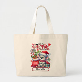 Cute Koala Chirstmas Personlig Namn Jumbo Tygkasse